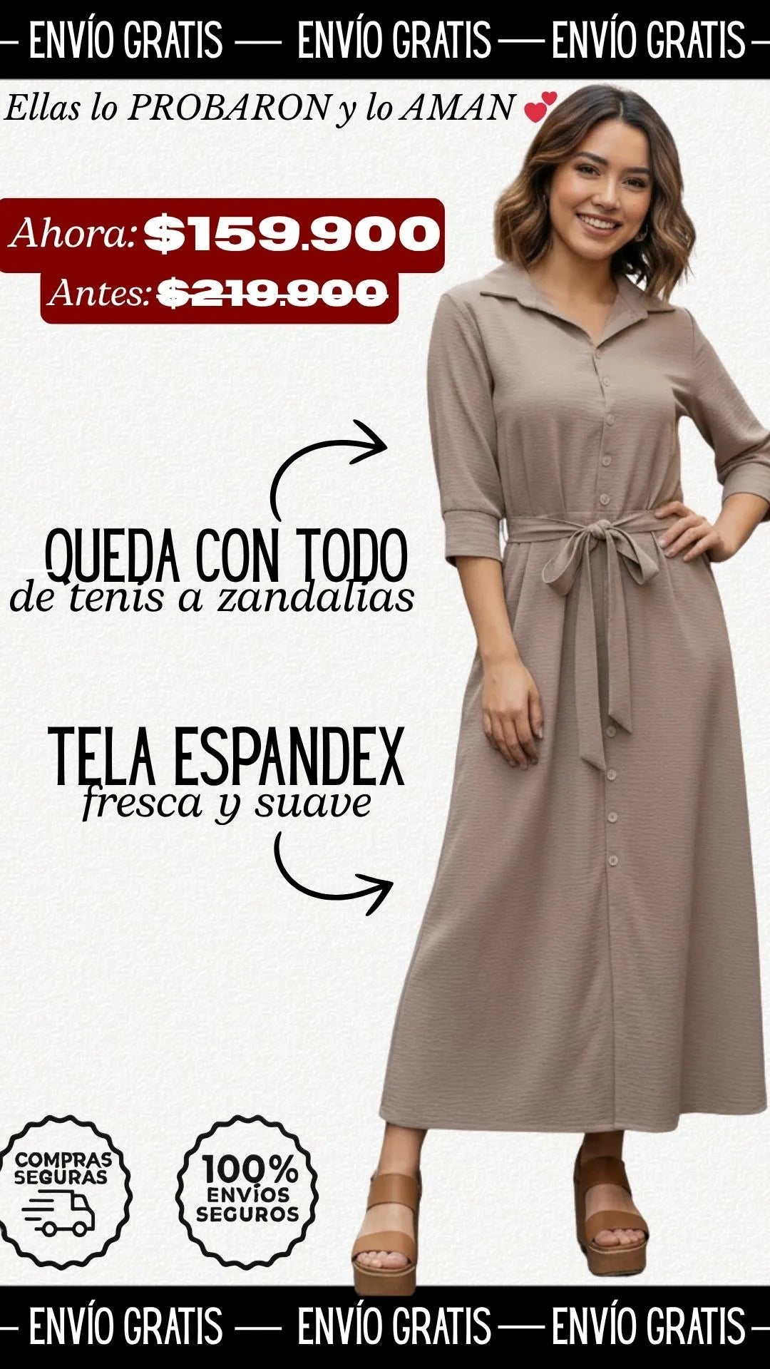 Vestido INDÚ –  tipo lino con diseño camisero